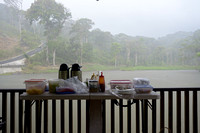 Lunch at lakeside shelter during a rainstorm
